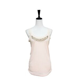 Pretty Angel Lace Beaded Camisole Tank Top Pearl Detail